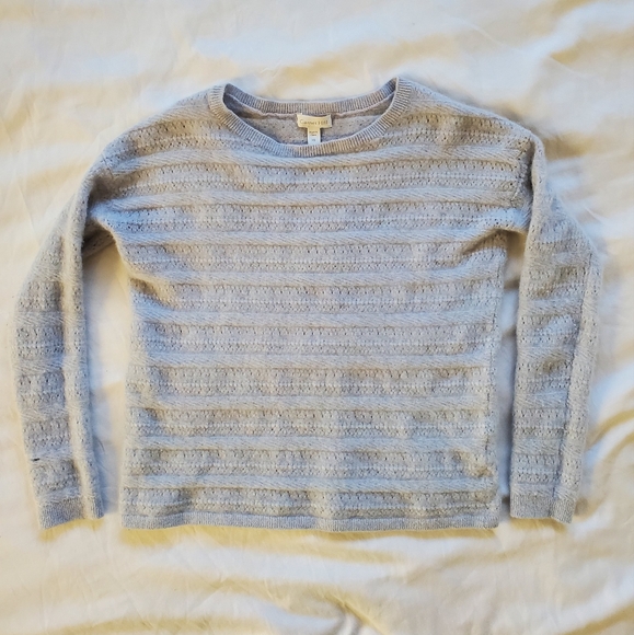 Garnet Hill Sweaters - Garnet Hill Cashmere Pointelle-Stripe Sweater